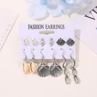 Earrings Summer Ocean Wind Shell Set Earrings 6 Pairs Pearl Conch Stud Earrings main image 1