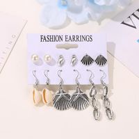 Nouveau Océan D'été Style Shell Ensemble Boucles D'oreilles Croix-frontière Vente Chaude 6 Paires Perle Conque Boucles D'oreilles main image 2