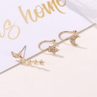 Best Selling Set Without Pierced Earrings Full Of Diamonds Stars 3 Sets Of Ear Clips Female main image 4