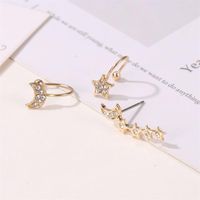 Best Selling Set Without Pierced Earrings Full Of Diamonds Stars 3 Sets Of Ear Clips Female main image 5