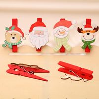 Christmas Supplies Christmas Decorations Christmas Cartoon Wooden Clips Diy Santa Claus Small Wood Clip 5cm main image 1