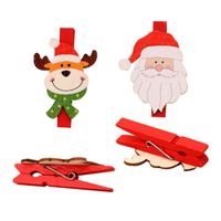 Christmas Supplies Christmas Decorations Christmas Cartoon Wooden Clips Diy Santa Claus Small Wood Clip 5cm main image 3
