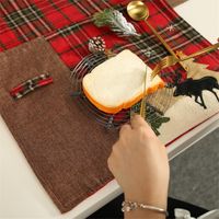 Christmas Decorations, Plaid Cloth, Placemat, Elk, Small Tree, Table Mat, Insulation Pad, Knife And Fork, Cross-border main image 5