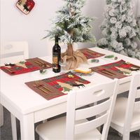 Christmas Decorations, Plaid Cloth, Placemat, Elk, Small Tree, Table Mat, Insulation Pad, Knife And Fork, Cross-border main image 4