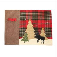 Christmas Decorations, Plaid Cloth, Placemat, Elk, Small Tree, Table Mat, Insulation Pad, Knife And Fork, Cross-border main image 6