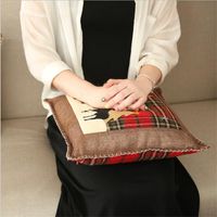 Christmas New Products Decorative Plaid Pillow Case Patch Cloth Pillow Case Elk Small Pillow Case Pillow Cover Gift main image 4