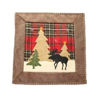 Christmas New Products Decorative Plaid Pillow Case Patch Cloth Pillow Case Elk Small Pillow Case Pillow Cover Gift main image 6