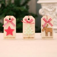 New Christmas Decoration Christmas Wooden Pendant Christmas Tree Pendant Bow Wooden Tag main image 2