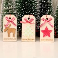 New Christmas Decoration Christmas Wooden Pendant Christmas Tree Pendant Bow Wooden Tag main image 3