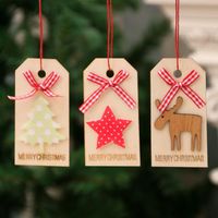 New Christmas Decoration Christmas Wooden Pendant Christmas Tree Pendant Bow Wooden Tag main image 4