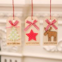 New Christmas Decoration Christmas Wooden Pendant Christmas Tree Pendant Bow Wooden Tag main image 5