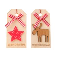 New Christmas Decoration Christmas Wooden Pendant Christmas Tree Pendant Bow Wooden Tag main image 6