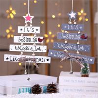 New Christmas Wooden Christmas Tree Christmas Door Hanging Decoration Wind Chime Letter Card Pendant Christmas Bell Hanging main image 1