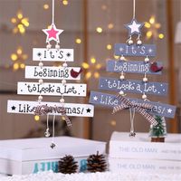 New Christmas Wooden Christmas Tree Christmas Door Hanging Decoration Wind Chime Letter Card Pendant Christmas Bell Hanging main image 3