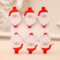Christmas Supplies Christmas Decorations Christmas Cartoon Wooden Clips Diy Santa Claus Small Wood Clip 5cm sku image 1