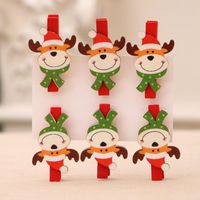 Christmas Supplies Christmas Decorations Christmas Cartoon Wooden Clips Diy Santa Claus Small Wood Clip 5cm sku image 3