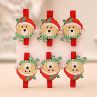 Christmas Supplies Christmas Decorations Christmas Cartoon Wooden Clips Diy Santa Claus Small Wood Clip 5cm sku image 4