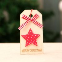 New Christmas Decoration Christmas Wooden Pendant Christmas Tree Pendant Bow Wooden Tag sku image 1