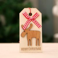 New Christmas Decoration Christmas Wooden Pendant Christmas Tree Pendant Bow Wooden Tag sku image 3