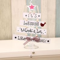New Christmas Wooden Christmas Tree Christmas Door Hanging Decoration Wind Chime Letter Card Pendant Christmas Bell Hanging sku image 1