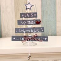 New Christmas Wooden Christmas Tree Christmas Door Hanging Decoration Wind Chime Letter Card Pendant Christmas Bell Hanging sku image 2
