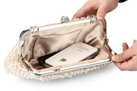 Klassische Europäische Und Amerikanische Einfache Mode Perlen Tasche Frauen Tasche Messenger Handwerk Kleine Quadratische Tasche Mit Diamant Bankett Tasche Großhandel 6724a main image 5