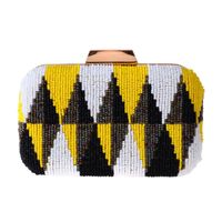 Casual Women's Bag Hand Holding Evening Party Bag Small Square Bag High-end Contrast Color Beaded Embroidered Bag sku image 1