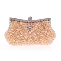 New Diagonal Pearl Belt Diamond Fashion Dinner Bag Handbag Beaded Embroidered Handbag sku image 2