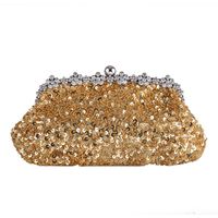 New Diamond-studded Sequins Handbags Gorgeous Big Red Bride Gift Gold Bag Retro Bag sku image 5