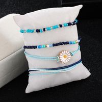 Hand-woven Wire Rope Color Rice Beads Flower Bracelet Daisy Wire Rope Bracelet 4-piece Set main image 3