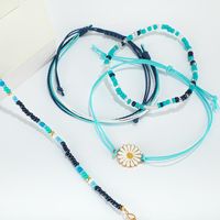 Hand-woven Wire Rope Color Rice Beads Flower Bracelet Daisy Wire Rope Bracelet 4-piece Set main image 4