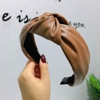 New Pu High-end Headband Korean Style Knotted Wide Edge Fashion Hair Accessories Hairpin main image 5