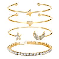 Four-piece Bracelet With Diamond Star Moon Opening Bracelet sku image 1