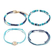 Hand-woven Wire Rope Color Rice Beads Flower Bracelet Daisy Wire Rope Bracelet 4-piece Set sku image 1