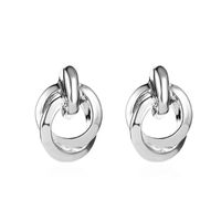 Textured Double Metal Winding Earrings Temperament Circle Knot Earrings Women sku image 1