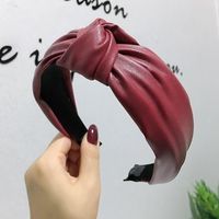 New Pu High-end Headband Korean Style Knotted Wide Edge Fashion Hair Accessories Hairpin sku image 3