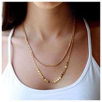 Hot Fashion Simple Sexy Metal Disc Double Layer Short Clavicle Necklace main image 2