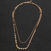 Hot Fashion Simple Sexy Metal Disc Double Layer Short Clavicle Necklace main image 3