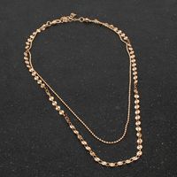 Hot Fashion Simple Sexy Metal Disc Double Layer Short Clavicle Necklace main image 4