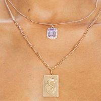 Jewelry New Fashion Chinese Dragon Necklace Square Purple Diamond Double Necklace Wholesale main image 3
