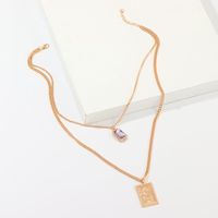 Jewelry New Fashion Chinese Dragon Necklace Square Purple Diamond Double Necklace Wholesale main image 4