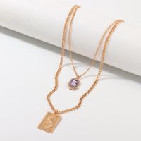 Jewelry New Fashion Chinese Dragon Necklace Square Purple Diamond Double Necklace Wholesale main image 5