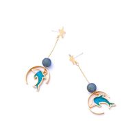 S925 Silver Pin Enamel Dripping Oil Cute Dolphin Earrings Earrings Women Long Earrings main image 5
