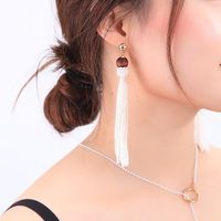 Long Wooden Beads Tassel Earrings Women&#39;s Earrings Wholesale main image 1