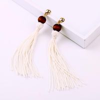 Long Wooden Beads Tassel Earrings Women&#39;s Earrings Wholesale main image 4