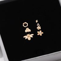 New Fashion Alloy Bee Ear Studs Diamond Flower Earrings 6 Combinations main image 3