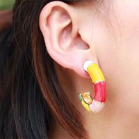 Alloy Oil Drop Earrings Fashion Stitching Color Ear Clip main image 2