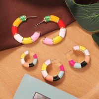 Alloy Oil Drop Earrings Fashion Stitching Color Ear Clip main image 4