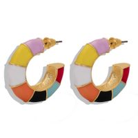 Alloy Oil Drop Earrings Fashion Stitching Color Ear Clip main image 6