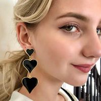Exaggerated Personality Dripping Three-layer Peach Heart Love Long Earrings main image 1